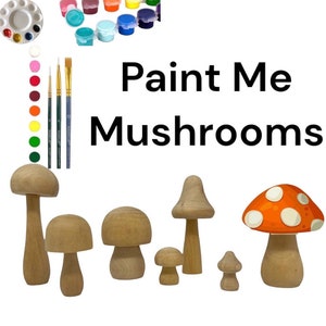 Set of 7 Wooden Mushrooms  Unfinished Wood DIY Craft Kit for Kids Sensory Play Woodland Decor NatureInspired Gifts