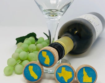 QTY 1- 50 States Wine Stoppers, Wine Stoppers, Texas Stopper, California Stopper, Florida Stopper, Wine Gift, Girly Gift All 50 States