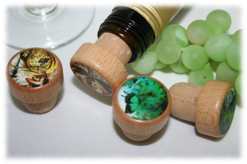 QTY 1 Wine Stoppers Dragonflies and Butterflies Steam Punk Wine Stoppers, Over 40 Wine Stopper Designs, Friend Gift, Wedding Favor, Cork image 3