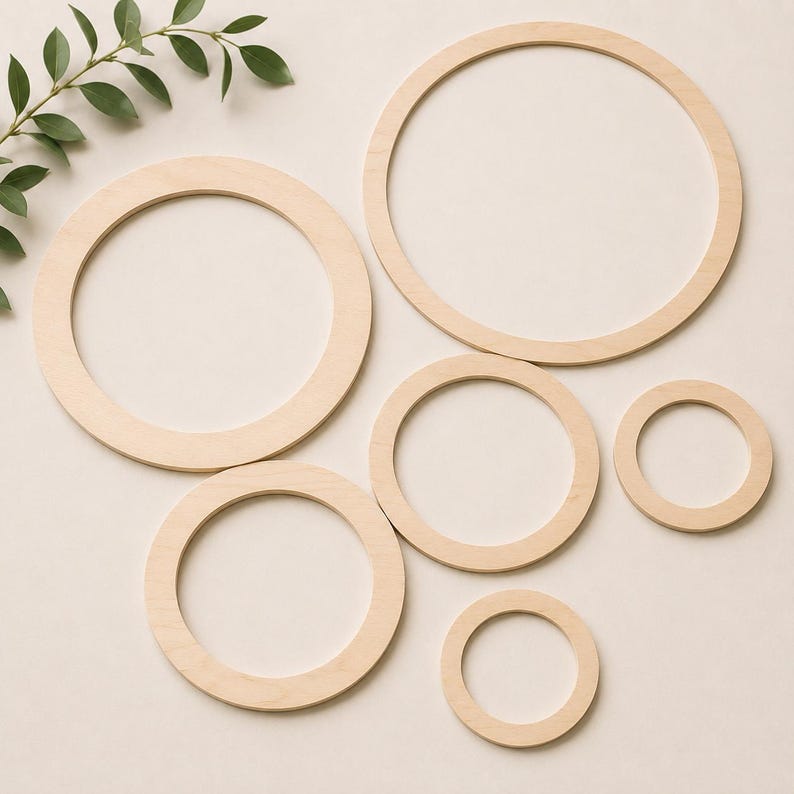 Custom Wood Ring Shape DIY Circles Frame Round Picture Frame Door Wreath Wood Craft Shapes Craft Ring DIY Frame Circle Ring 1/2 Inch Thick image 8