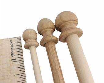 QTY 10- Small Wood Finials, Jar Tops, Dowel Caps, Curtain Ends, Curtain Rods, Decorative Finials, Chair Finials, Bed Post, Flag Pole Caps