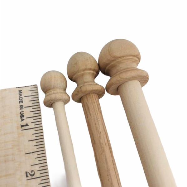 QTY 10- Small Wood Finials, Jar Tops, Dowel Caps, Curtain Ends, Curtain Rods, Decorative Finials, Chair Finials, Bed Post, Flag Pole Caps