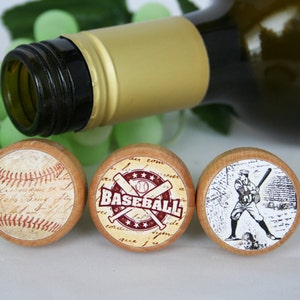 QTY 1 Baseball Wine Stopper, Vintage Baseball Wine Stopper, Cork Stopper, Old Baseball Stopper, Fathers Day Male Gift, Baseball Lover Gift image 6