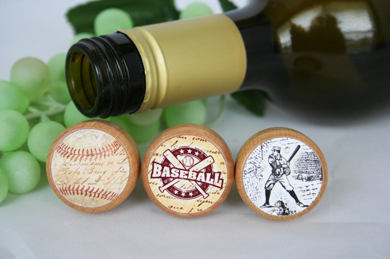 QTY 1 Baseball Wine Stopper, Vintage Baseball Wine Stopper, Cork Stopper, Old Baseball Stopper, Fathers Day Male Gift, Baseball Lover Gift image 6