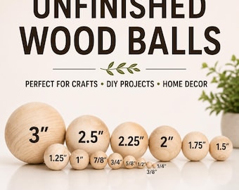 Bolas de madera maciza de varios tamaños para manualidades, juegos y proyectos del sistema solar de aprendizaje Waldorf Bolas de madera grandes Bolas de madera pequeñas Nariz de gnomo