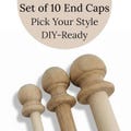Unfinished Wooden Finial Round Cap Dowel End Curtain Rod Topper Set Wood Finials Decorative Wood Working Project Dollhouse Furniture Chair