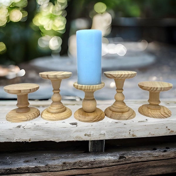 QTY 1- Natural Wood Pillar Candlestick Holders, DIY Wedding Accents, Wedding Table Candlestick Holders, Table Decor, Home Decor, Riser