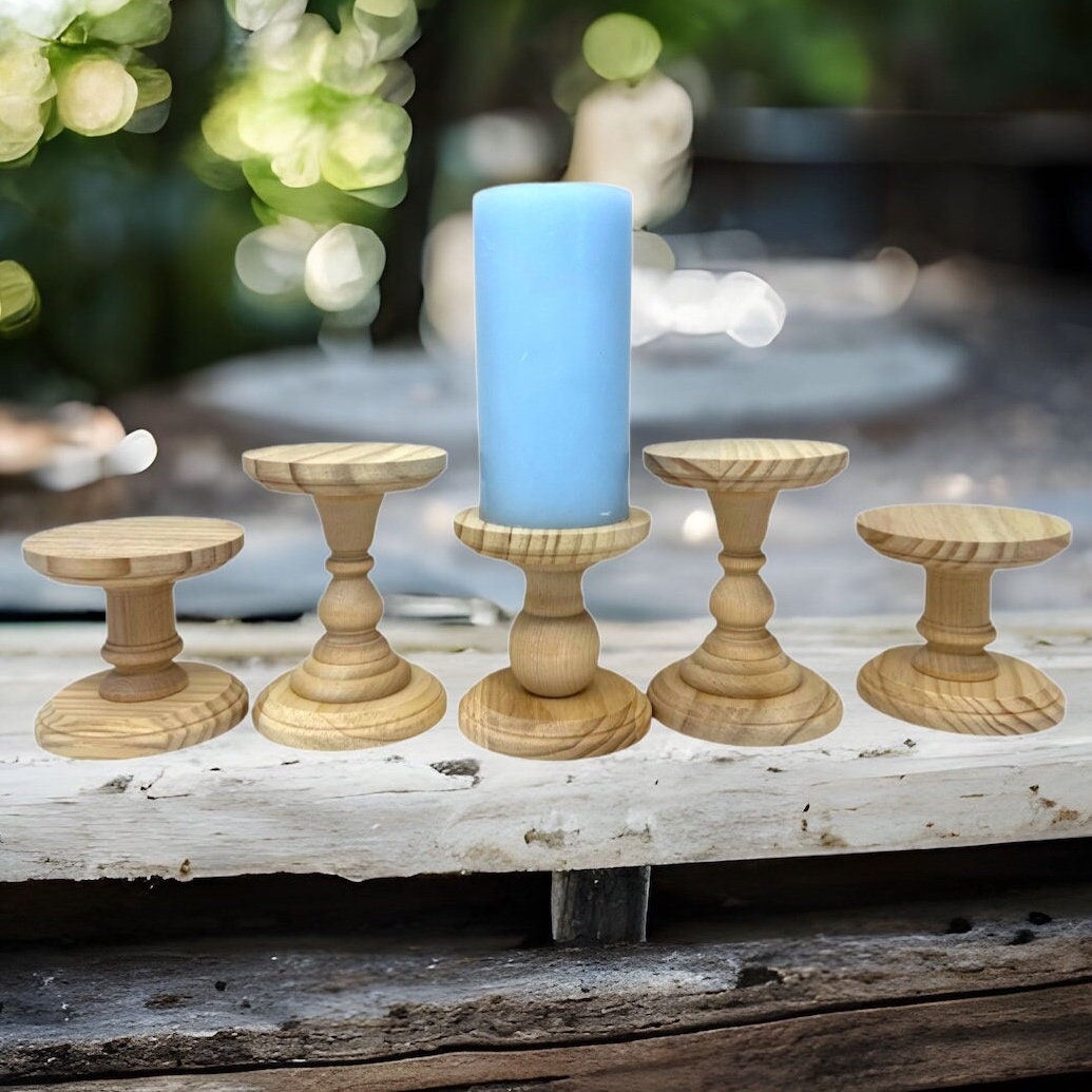 Rustic Wooden Candlesticks 