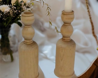 QTY 1- 8.5" Wood Candlestick Holder, Unity Candlestick Holder, Wedding Candlestick Holders, Wedding Table Decor, Rustic Candlestick Holder