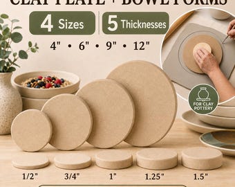 Clay Plate and Bowl Molds Pottery Tools for Ceramic Supplies Plates Push Clay Molds With Handle Pottery Plate Form Bowl Clay Multiple Sizes