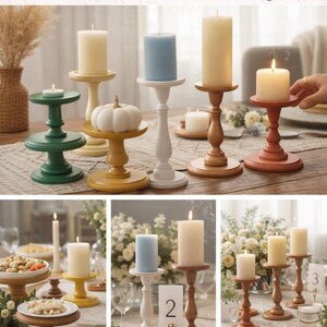 Wooden Pillar Stand Decorative Pedestal Table Accent Rustic Style Modern Farmhouse Decor Piece Handmade Handpainted Candle Holder Bathroom image 20