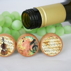 QTY 1 Music Wine Stopper, Wine Stopper, Cork Stopper, Music Sheet Stopper, Wine Cork, Wedding Stopper, Wine Gift, Music Lover Gift image 4