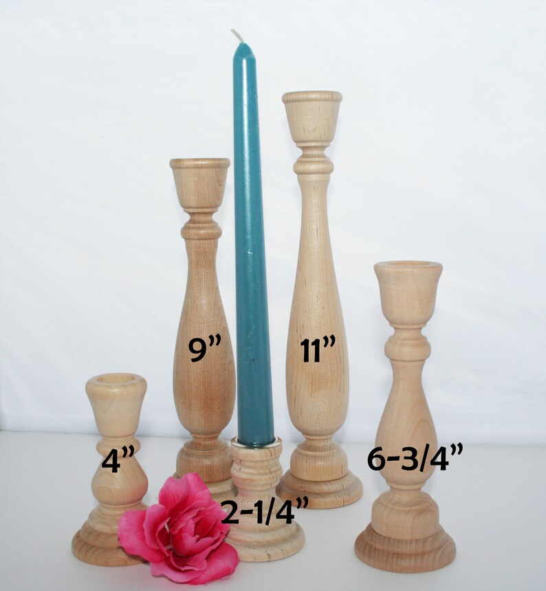 5 Wooden Candlesticks Paired Candlesticks Wood Etsy