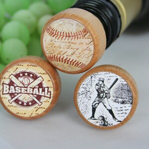 QTY 1 Baseball Wine Stopper, Vintage Baseball Wine Stopper, Cork Stopper, Old Baseball Stopper, Fathers Day Male Gift, Baseball Lover Gift image 2