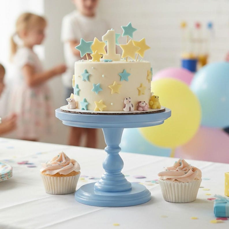 Small Cake Stand One Year Old Pics Cake Smash Birthday Party Cake Stand Modern Farmhouse Riser Home Decor Rustic Wooden Cake Stand for Baby image 5