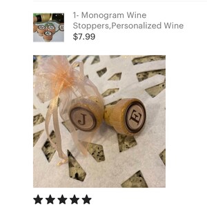 QTY 1 Monogram Wine Stoppers, Lettered Wine Stopper, Wedding Wine Stopper, Bridesmaid Wine Stopper, Thank You Favors, Cork, Wine Gift image 7