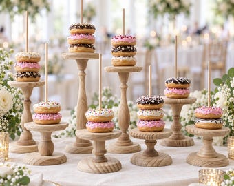 Wood Donut Stand Handmade Wedding Donut Stand Party Breakfast Bar Bagel Holder Ideas Party Supplies Dessert Table Decor Bagel Display
