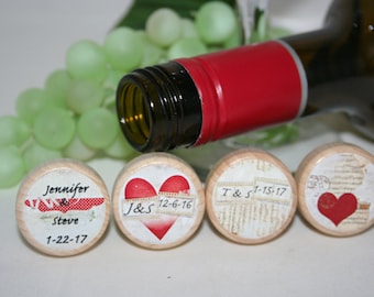 QTY 1- Heart Wine Stoppers, Wood Wine Stoppers, Wedding Wine Favors, Bridal Favors, Custom Wording, Custom Gift, Wine Gifts, Party Favors