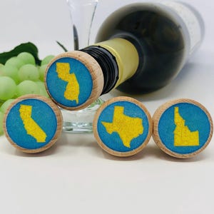 State Wine Stopper Wedding Favor Gift Idea Custom Cork Bottle Accessory Party Decoration Home Bar Hosting Essential Wine Present