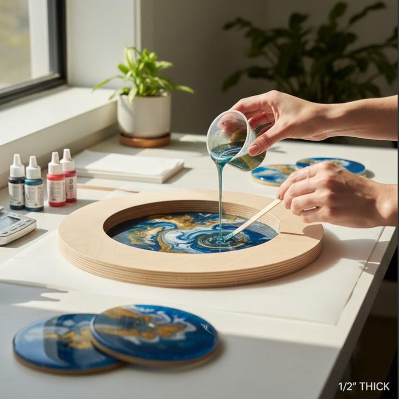 Custom Wood Ring Shape DIY Circles Frame Round Picture Frame Door Wreath Wood Craft Shapes Craft Ring DIY Frame Circle Ring 1/2 Inch Thick image 18