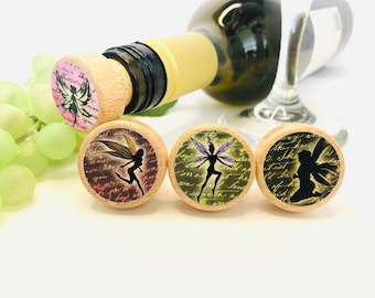 Fairy Wine Stopper Wedding Favor Party Gift Whimsical Cork Stopper Kitchen Accessory Bottle Topper Wood Design Fantasy Decoration Wine Gift