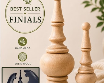 Natural Wood Finial Bedpost Top Furniture Accent Home Decor Craft Material DIY Project Wood Piece Stair Finial Jar Top Curtain Rod Ends