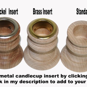 QTY 1 Natural Wood Candlestick Holders DIY Wedding Accents, Home Decor, Cake Tier Spacers, Holiday Candle Holders, Wax Candlestick Holders image 2