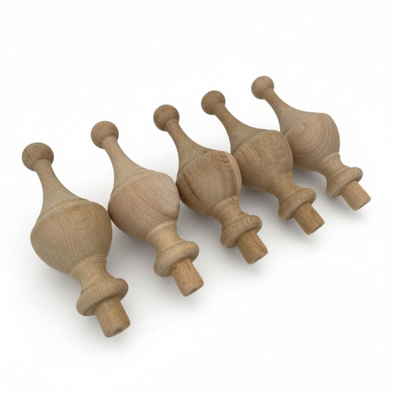 Unfinished Maple Finial Wood Craft Supply Kit Furniture Curtain Treatment Rod End Chair Large Bedpost Topper Decoration Jar Top Home Accent image 15