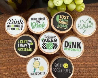 Tapón de vino para botella de Pickle Ball, tapón de corcho para licor, accesorio de bar, regalo de cumpleaños para aficionados al deporte, regalo personalizado hecho a mano para papá, equipo de Pickle Ball