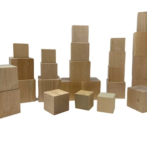 Large Solid Wood Blocks – MultiPurpose Baby Shower Picture Wood Cube & Yahtzee Blocks Various Sized Blocks Game Blocks
