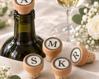 Monogram Wedding Wine Stoppers Personalized Gift Thank You Favors Cork Stoppers Party Favor Gifts Alphabet Stopper Best Friend Gift Under 10