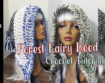 Forest Fairy Hood, Crochet Hat Pattern, Digital PDF Instructions