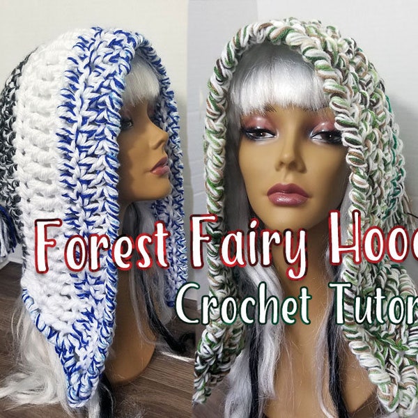 Forest Fairy Hood, Crochet Hat Pattern, Digital PDF Instructions