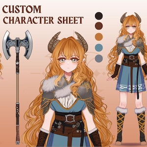 Custom Character Sheet, DnD Character Sheet, Character Reference Sheet, Vtuber Character Sheet, Model Vtuber, Furry Character Sheet