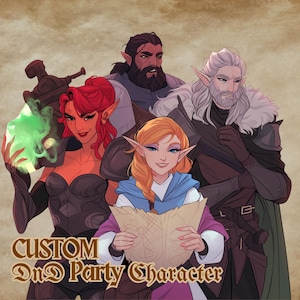 Niestandardowa impreza DnD, zlecenie imprezy DnD, grafika kampanii DnD, prezenty DnD, gra fabularna, portret postaci DnD, Dungeons and Dragons, grupa DnD