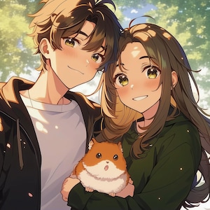カスタムアニメポートレート、カップルギフト、バレンタインギフト、かわいい漫画アニメポートレート、家族ポートレート、パーソナライズ、記念日、誕生日プレゼント
