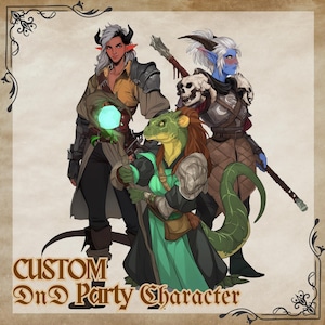Niestandardowa impreza DnD, zlecenie imprezy DnD, grafika kampanii DnD, prezenty DnD, gra fabularna, portret postaci DnD, Dungeons and Dragons, grupa DnD