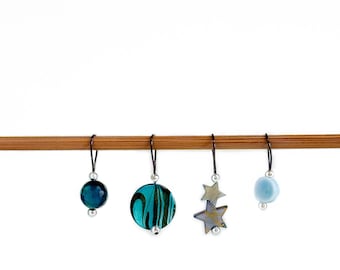 Night Sky Flexible Knitting Stitch Markers by Worldknits