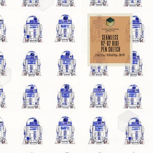 R2-D2 Droid Star Wars Pen Ink Repeat Seamless Digital Design-For Fabric Paper Printing Sublimation Wallpaper Scrapbooking Accessories Wrap