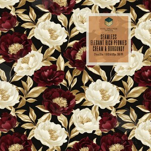 Elegante reiche Pfingstrosen-Burgunder-nahtlose Wiederholung Digital Design - Für Stoff Papier Druck Sublimation Tapete Scrapbooking Zubehör Wrap