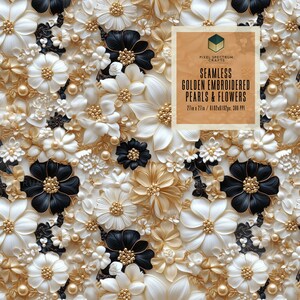 Gestickte Perle Blumen Nahtlos Wiederholung Digitales Design - Für Stoff Papier Druck Sublimation Tapete Scrapbooking Zubehör Wrap