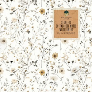 Cottage Core Muted Wildflower Nahtlose Wiederholung Digitales Design - Für Stoff Papier Druck Sublimation Tapete Scrapbooking Zubehör Wrap