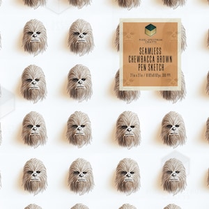 Chewbacca Star Wars Pen Ink Repeat Seamless Digital Design - For Fabric Paper Printing Sublimation Wallpaper Scrapbooking Accessories Wrap