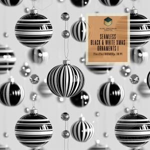 Schwarz-Weiß-Weihnachtsornamente 1-Wiederholung Nahtloses Digital Design -Für Stoff Papier Druck Sublimation Tapete Scrapbooking Zubehör Wrap