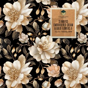 Gestickte Creme-Gold-Blume 2 Nahtlose Wiederholung Digitales Design-Für Stoff Papier Druck Sublimation Tapete Scrapbooking Zubehör Wrap