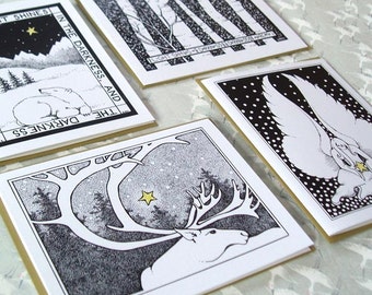 Starry Christmas Cards - set of 4 blank holiday cards