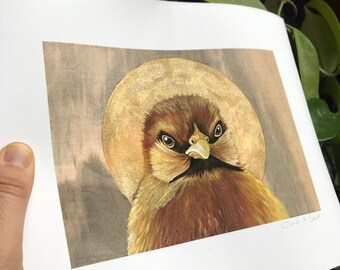 Chicken Saints - Rosie - strange saints: the Innocent - giclee print hand-embellished with gold