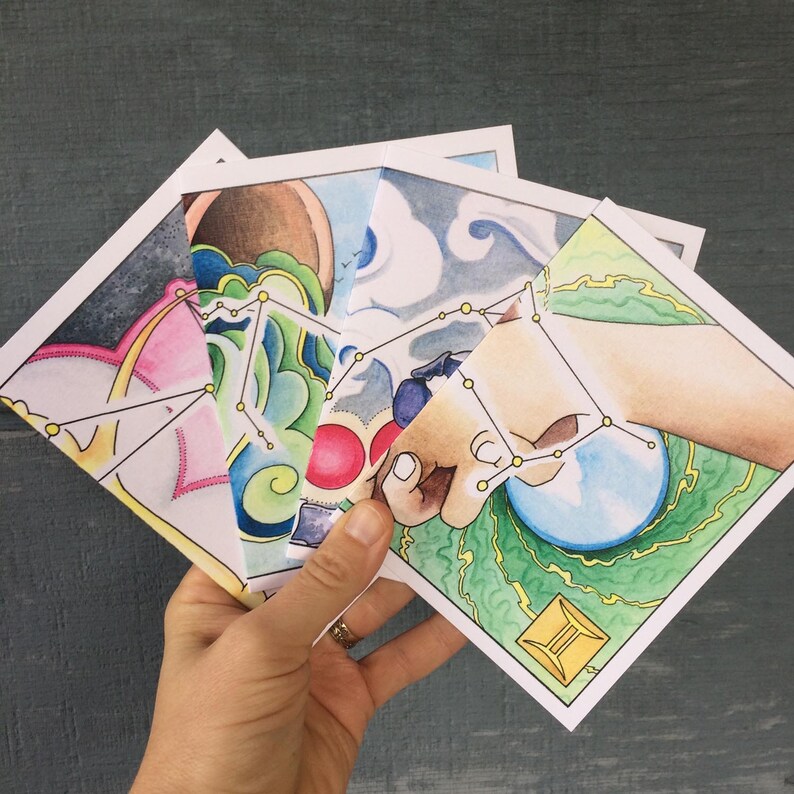 Star Signs set of 12 blank cards for every zodiac sign
