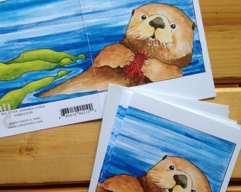 6 Sea Otter blank cards