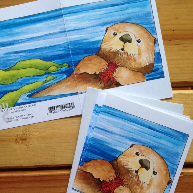 6 Sea Otter blank cards